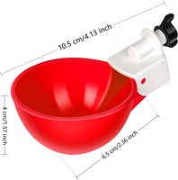 Abreuvoirs automatiques pour poulets 6,5 cm rouges à alimentation par gravité avec joint d'étanchéité, abreuvoir anti-fuite pour seau, poulailler, ferme