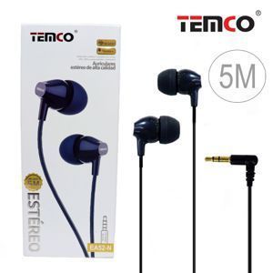 Auriculares con cable Temco de 5 m, estéreo, intrauditivos, con micrófono para teléfonos móviles - Product Image 3