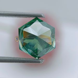 Joyería de corte esmeralda moissanita 20.0ct hecha a mano, Diamantes Sueltos hexagonales verdes de 1.0ct, joyería certificada VVS1, favorito de los entusiastas - Product Image 4