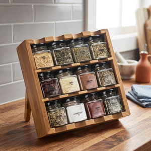 Organizador de Especias Giratorio de Madera para Cocina, de un Solo Nivel, Cuadrado, Moderno, Personalizable, para Almacenamiento de Frascos de Condimentos - Product Image 5