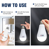 Ampoule LED OTHC IP65 étanche AC E27 avec télécommande 6000K, éclairage d'urgence, résidentiel, extérieur, camping, marché nocturne, 360