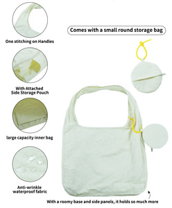 Bolsa de Compras Plegable Reutilizable Ecológica Huiyi, Fácil de Transportar, Bolsa de Supermercado de Bolsillo Plegable de Nailon y Poliéster - Product Image 3
