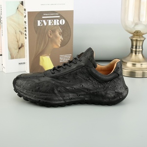 Zapatillas Personalizables de Piel de Avestruz Negra para Hombre, Cómodas para Caminar, para Negocios y Uso Diario - Product Image 4