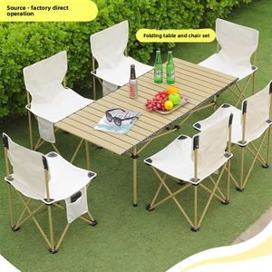 Set Tavolo e Sedie Pieghevoli da Campeggio e Spiaggia, 1 Tavolo Quadrato e 4 Sedie in Acciaio al Carbonio, Arredo da Esterno Portatile - Product Image 2