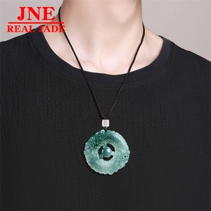 Pendentif en jade bleu naturel de <span class=keywords><strong>type</strong></span> A, dragon de l'eau, garçon <span class=keywords><strong>rencontre</strong></span> fille, marque Dragon, zodiaque dragon, affaires florissantes, pierre de jade glacée pour hommes et femmes - Product Image 4