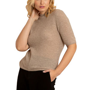 Pull d'hiver pour femme à manches courtes, coupe ample, en laine/viscose, respirant, avec tissu léger et décontracté, finition élégante - Product Image 4