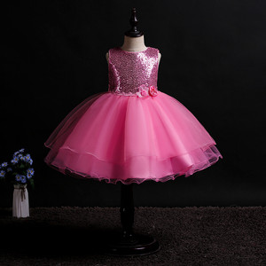 Flower Girls' Dress <b>Sequined</b> Tulle Skirt Strapless Pink <b>Red</b> Fuchsia Champagne Polyester Fiber Party Wear - Product Image 2