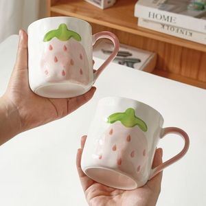 New Hot Sale Printed Strawberry Stoneware Ceramic <b>Mug</b> High Quality Large Capacity Embossed Design Business Gifts <b>Reusable</b> - Product Image 2