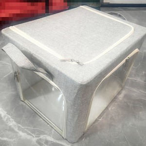 Cotton Linen Storage <b>Box</b> Rectangle Foldable Dustproof Clothing Organizer Solid Color 1.65kg Yiwu Origin - Product Image 1