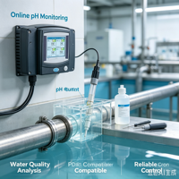Électrode pH en ligne PD1R1 compatible / Contrôleur de pH / Solution tampon pH |   Analyseur de qualité de l'eau Sonde de pH