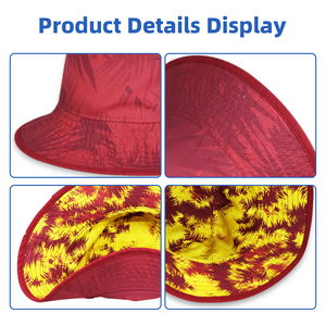 หมวกบักเก็ตกันแดดกลางแจ้งสำหรับผู้หญิงผู้ชาย ผ้าฝ้าย ใส่ได้สองด้าน พิมพ์ลายชายหาด หมวกชาวประมง - Product Image 2