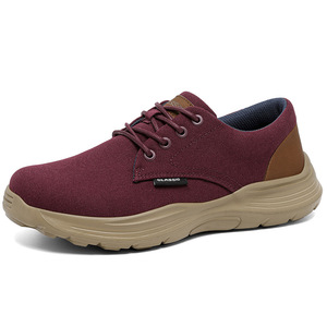 Chaussures Oxford en toile marine foncée pour hommes, durables, avec empiècement de talon contrastant et semelle extérieure épaisse grise et amortie - Product Image 2