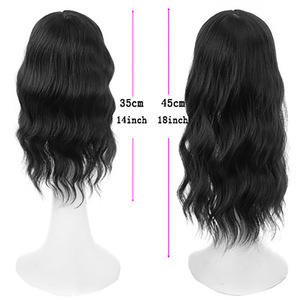 <span class=keywords><strong>Parrucca</strong></span> con extension a corona da <span class=keywords><strong>donna</strong></span>, sintetica, ondulata, lunga, con frangia, copertura per capelli grigi, realizzata a macchina - Product Image 5