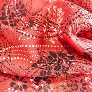 Saia de seda, poly crepe francesa digital impresso babado tecido chiffon plissado para vestido