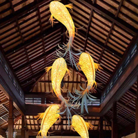 Lustre suspendu en forme de poisson personnalisé, grande lampe suspendue pour restaurant, salle de banquet, décoration de faux plafond