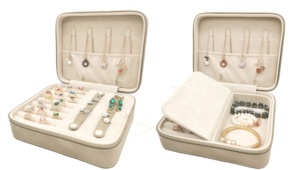 Étui à bijoux de luxe en cuir PU souple avec fermeture éclair, boîte de Collection de bijoux, étui à bijoux en cuir - Product Image 2