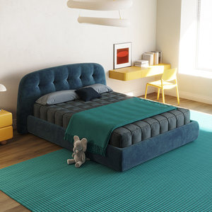 <span class=keywords><strong>Letto</strong></span> singolo moderno in velluto premium regolabile per bambini, con struttura in legno massello e testiera imbottita, personalizzabile per la <span class=keywords><strong>cameretta</strong></span> dei bambini - Product Image 1