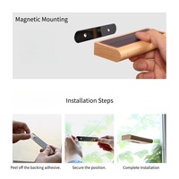 Lampe murale solaire minimaliste en bois massif naturel, rechargeable Type-C, double détection, pour couloir, chambre, placard