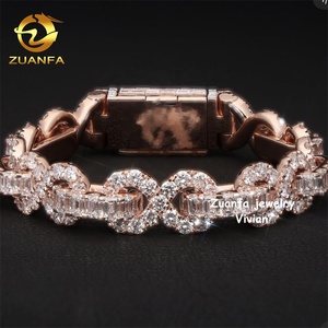 8 मिमी बनाम मोइससानाइट हिप हॉप गहने चांदी 925 डायमंड क्यूबन ब्रैसलेट क्यूबन लिंक चेन - Product Image 1