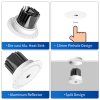 Spot LED encastré sans cadre DIAFANO 7W/12W en aluminium anti-éblouissement profond pour projets hôteliers avec prise en charge DALI