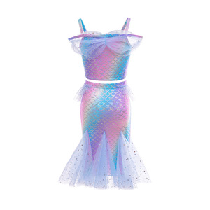Abiti da nuoto a coda di sirena per bambini e ragazze Costume da Cosplay da principessa di Halloween <span class=keywords><strong>fantasia</strong></span> per piscina vestito vestito da bambini - Product Image 3