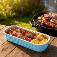 Conteneur en aluminium pour friteuse à air, résistant à la chaleur, qualité alimentaire avec couvercle, pour emballage de plats à emporter et barbecue, logo personnalisé, directement de l'usine