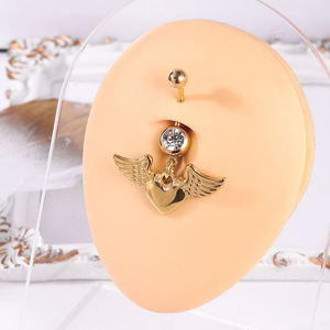 Anillo de ombligo de diseñador ZESENLIN, fabricante de joyería de acero inoxidable que no se deslustra, anillos de vientre de ala de corazón con bloqueo de China - Product Image 6