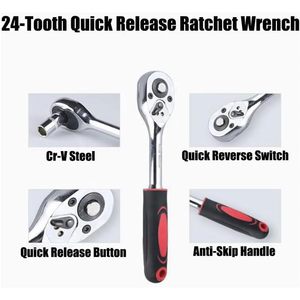 YWHWLX 12Pcs 1/4 In <b>Ratchet</b> <b>Socket</b> Wrench Set Chrome Vanadium Steel 4-13mm Industrial Grade Tools - Product Image 3