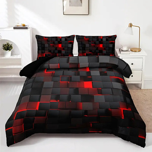 Juego de Ropa de Cama de 3 Piezas con Estampado Digital de la Serie Abstract Grid, Estilo Nórdico, Personalizable, con Funda Nórdica, Sensación Suave como la de Plumón, para Dormitorios y Habitaciones de Huéspedes - Product Image 2