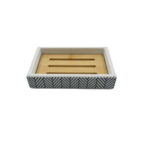 Accessoires de salle de bain en polyrésine blanche avec pompe à base de bois flèche noire distributeur de savon liquide produits ménagers pour usage domestique