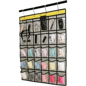 Hanging Closet Organizer 30 Pockets Clear <b>Storage</b> For <b>Clothes</b> Jewelry Phone Over Door Wall Mount Grey - Product Image 2