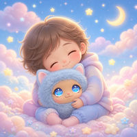 Peluche IA Mignonne avec Yeux Lumineux, Compagnon Émotionnel, Animal en Peluche Interactif 4G ESIM avec Chat Vocal, Cadeau pour Enfant 10cm, 5-7 Ans
