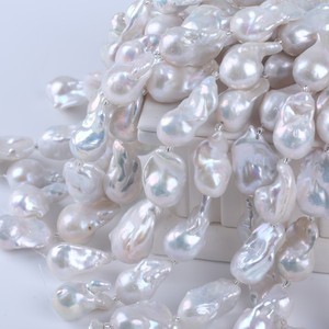 Perlas de Agua Dulce Barrocas al por Mayor, 18 cm, 16-18 mm, Forma de Cola de Pez, Blancas Naturales, Sueltas, con Luz Intensa, Forma Irregular - Product Image 2