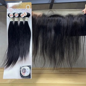 Paquete de Cabello con Frontal de Guangzhou Guarantee Hair, de 12 a 24 Pulgadas, Cabello Virgen Sin Procesar, Color Natural - Product Image 2