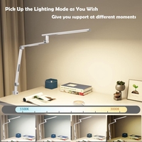 Lampe de bureau LED moderne, électrique, flexible, simple, avec deux sources lumineuses, en aluminium, 5 niveaux de luminosité, pour la maison, les bureaux, avec pince de fixation
