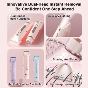 ماكينة إزالة الشعر الكهربائية 2 في 1 محمولة للرجال والنساء، أداة تشذيب مزدوجة الرأس دوارة للمناطق الحساسة والوجه والساقين والذراعين - Product Image 5