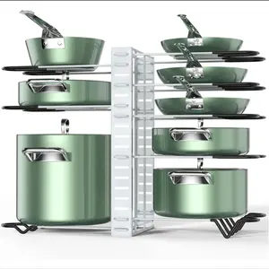 DIY 8层锅架锅碗瓢盆组织器，用于橱柜盖组织器，用于厨房组织和存储