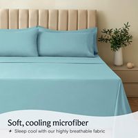 Lot de 4 draps en microfibre sans plis, poches profondes, pour hôtel, vente en gros OEM
