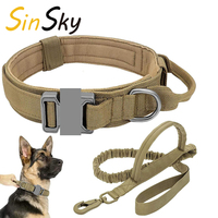 Ensemble collier et laisse tactique personnalisé SinSky, laisse de chien en nylon durable, réglable, résistante, pour la marche et l'entraînement
