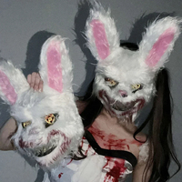 Masque de lapin sanglant en peluche, accessoire réaliste pour Halloween, carnaval, fête, déguisement d'ours sanglant, performance maison hantée, masques de lapin d'horreur