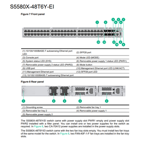 Commutateur réseau H3C S5580X-48T6Y-EI 48 ports 1 Gbps, couche 3, géré, VLAN, SNMP, avec une capacité de 396 Gbps - Product Image 3