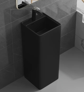Lavabo a <span class=keywords><strong>colonna</strong></span> nero di design <span class=keywords><strong>standard</strong></span> <span class=keywords><strong>con</strong></span> foro per rubinetto, lavabo autoportante per reparto - Product Image 1