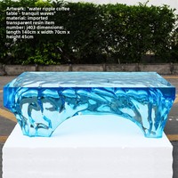Table basse/de salon contemporaine en résine époxy transparente, design antique, écologique, durable, avec bord cascade, pour la maison et l'hôtel