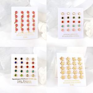 OEM Customized Fashion <b>Jewelry</b> Screw Back <b>Kids</b> 18k Gold Plated Stainless Steel Cute Children Waterproof Chunky Stud Earrings - Product Image 1