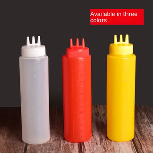 <span class=keywords><strong>Botella</strong></span> de salsa exprimible de plástico, graduada de mermelada exprimible nuevo contenedor, ensalada, 3 boquillas, botes de salsa - Product Image 2