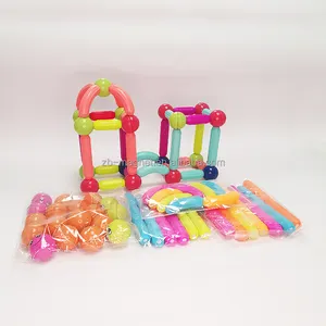 Set tongkat blok bangunan Magnet, mainan batang blok magnetik anak-anak Multi Warna 110 buah