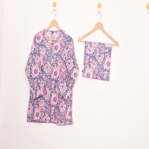 Conjunto de Pijama de Algodón con Estampado Floral de Estilo Moderno, Ropa de Dormir y de Estar para Mujer, Regalo - Product Image 1