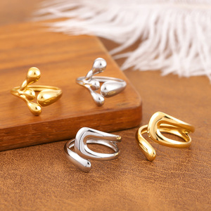 2026 Trendy Minimalist Open <b>Adjustable</b> Stainless Steel <b>Rings</b> Women's Fashion Gold/<b>silver</b> Plated Statement Gift - Product Image 2