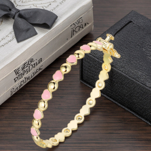 <span class=keywords><strong>Bracciale</strong></span> Smaltato alla Moda per Bambini, Gioiello Placcato <span class=keywords><strong>Oro</strong></span>, Forma Quadrata con Zirconi, <span class=keywords><strong>Bracciale</strong></span> a Cuore in Argento 925 per Donne - Product Image 3