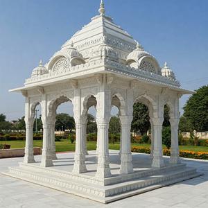 Gazebo en marbre de style fermier sculpté à la main - Structure de jardin extérieure écologique et durable pour hôtels, cours, lacs, parcs - Product Image 6